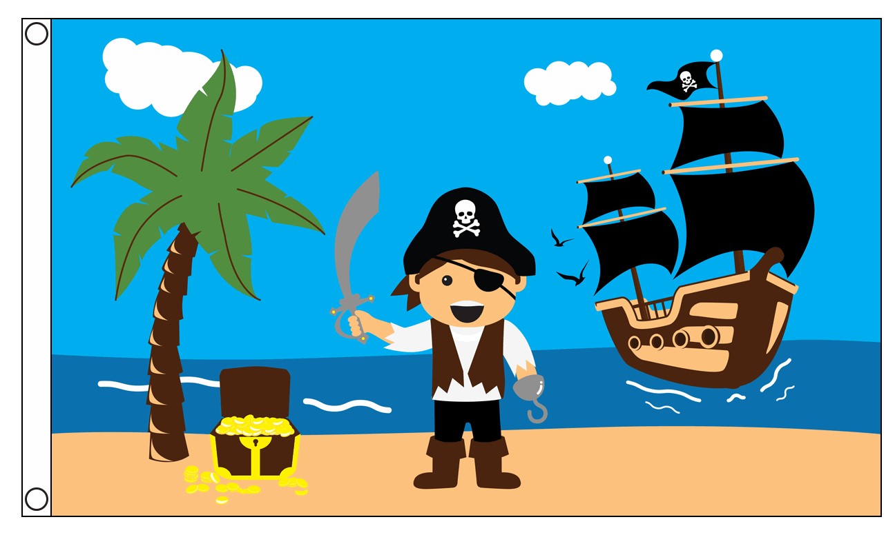PIRATE TREASURE BEACH FLAG 150cm x 90cm (5x3 feet)