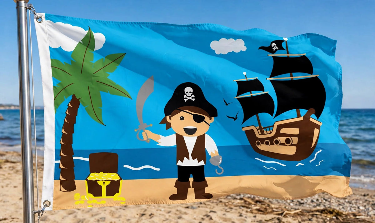PIRATE TREASURE BEACH FLAG 150cm x 90cm (5x3 feet)