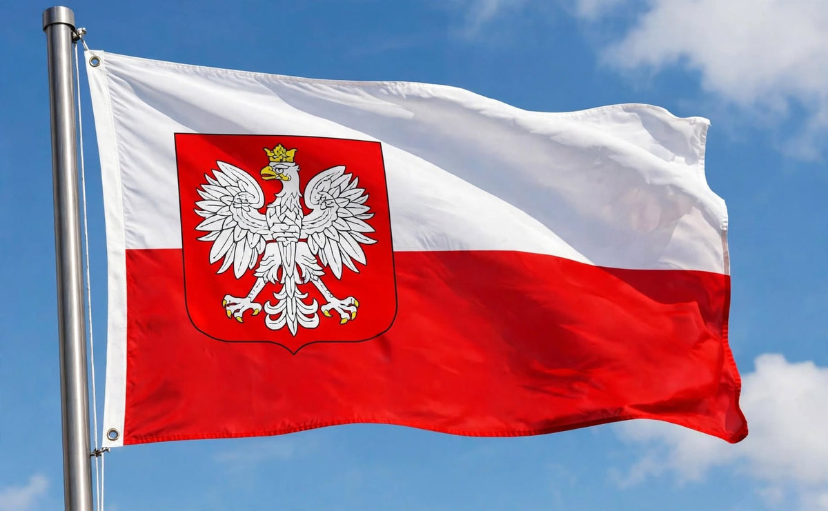 POLAND WITH EAGLE FLAG 240cm x 150cm (8x5 feet)