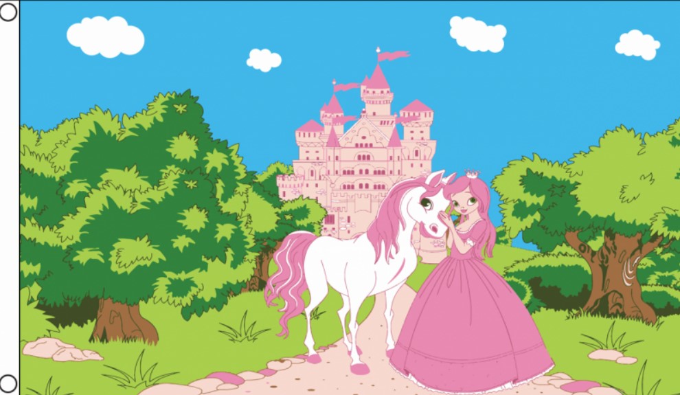 PRINCESS PONY AND CASTLE 5x3 feet FLAG 150cm x 90cm GIRLS BIRTHDAY PARTY