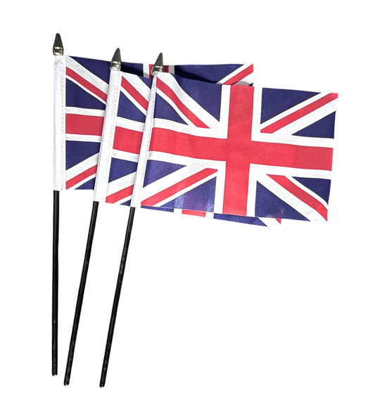 UNION JACK - PACK OF 3 SMALL HAND FLAGS
