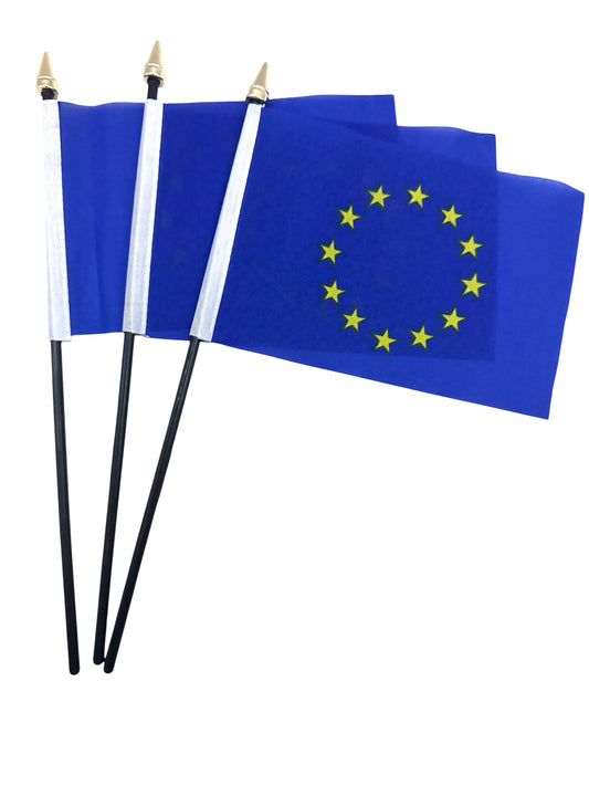 EUROPEAN UNION - PACK OF 3 SMALL HAND FLAGS