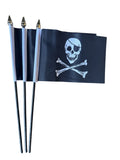 SKULL AND CROSSBONES- PACK OF 3 SMALL HAND FLAGS