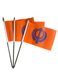 SIKH PACK OF 3 Small Hand Waving FLAGS 6"X4" FLAG