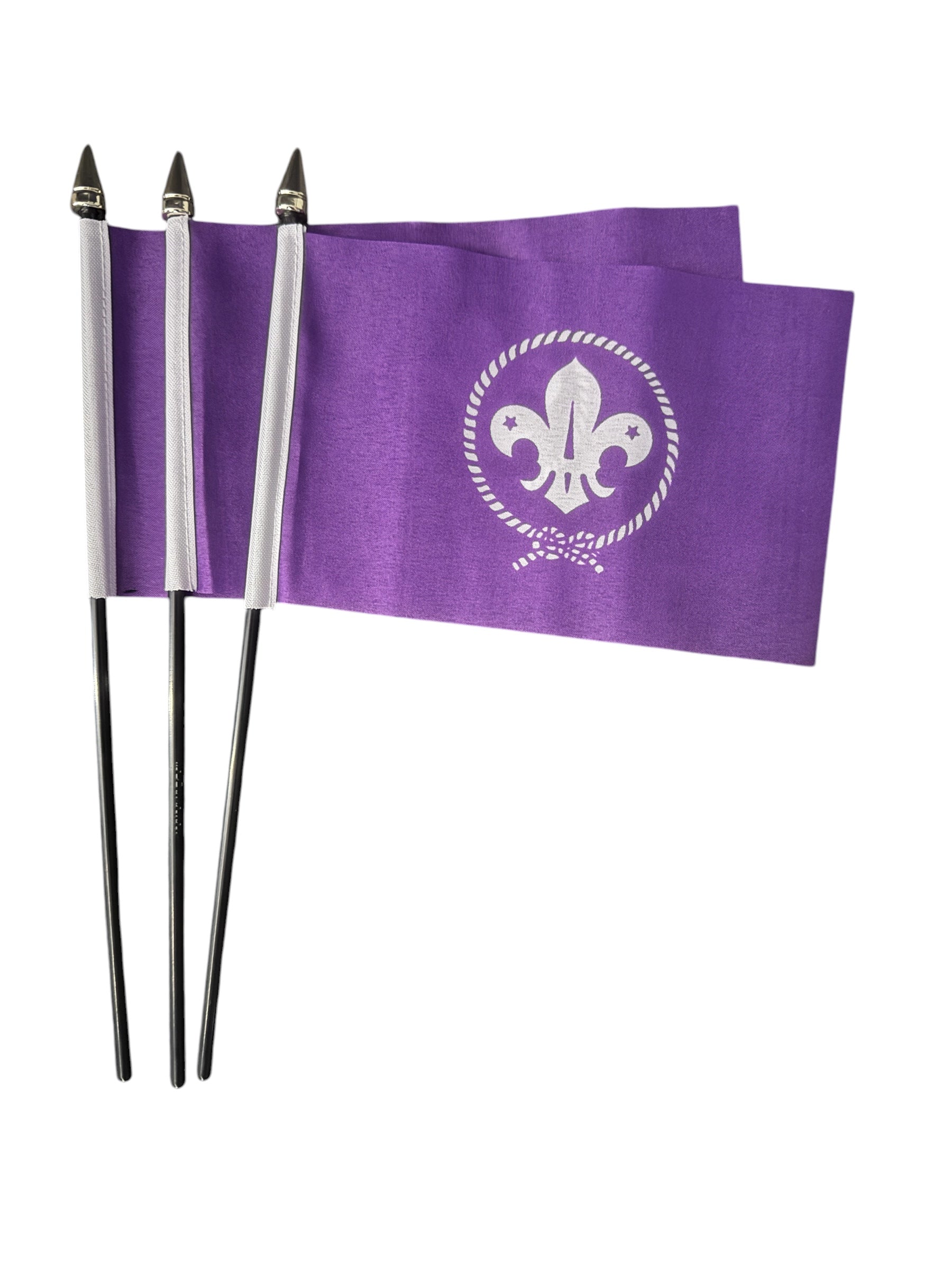 SCOUTS Purple PACK OF 3 Small Hand Waving FLAGS 6"X4"