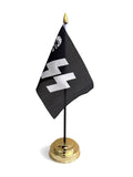 GERMAN WW2 SS SKULL TABLE FLAG (15cm x 10cm with 27cm Pole)