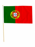 PORTUGAL 18" x 12" LARGE HAND WAVING COURTESY FLAG & POLE PORTUGUESE