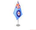 RAF ENSIGN DELUXE SATIN TABLE FLAG 9"X6" CHROME POLE & BASE ROYAL AIR FORCE