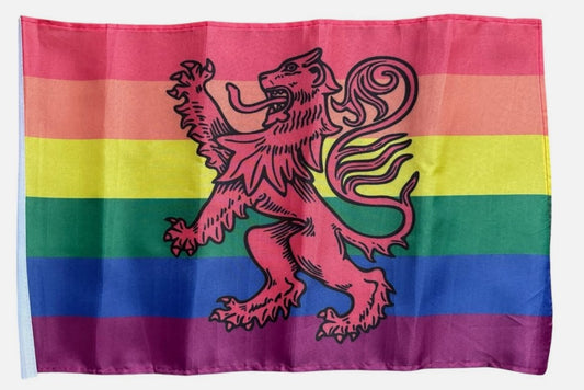 RAINBOW LION RAMPANT SCOTLAND LGBTQ 18" X 12" COURTESY FLAG