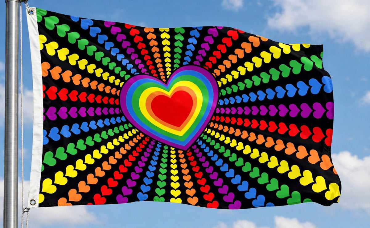 Rainbow Love Courtesy DuraFlag Rope and Toggled (20in x 12in)