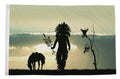 NATIVE AMERICAN INDIAN SILHOUETTE FLAG 150cm x 90cm (5x3 feet)