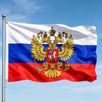 RUSSIAN FEDERATION with CREST Russia 5x3 feet FLAG 150cm x 90cm eagle