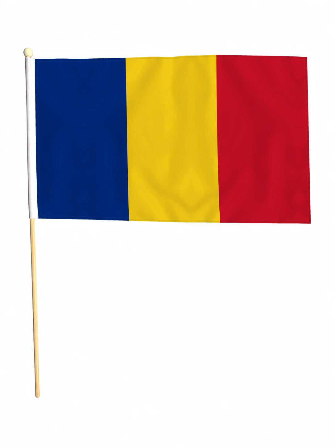 ROMANIA EUROPE 18" x 12" LARGE HAND WAVING COURTESY FLAG & POLE