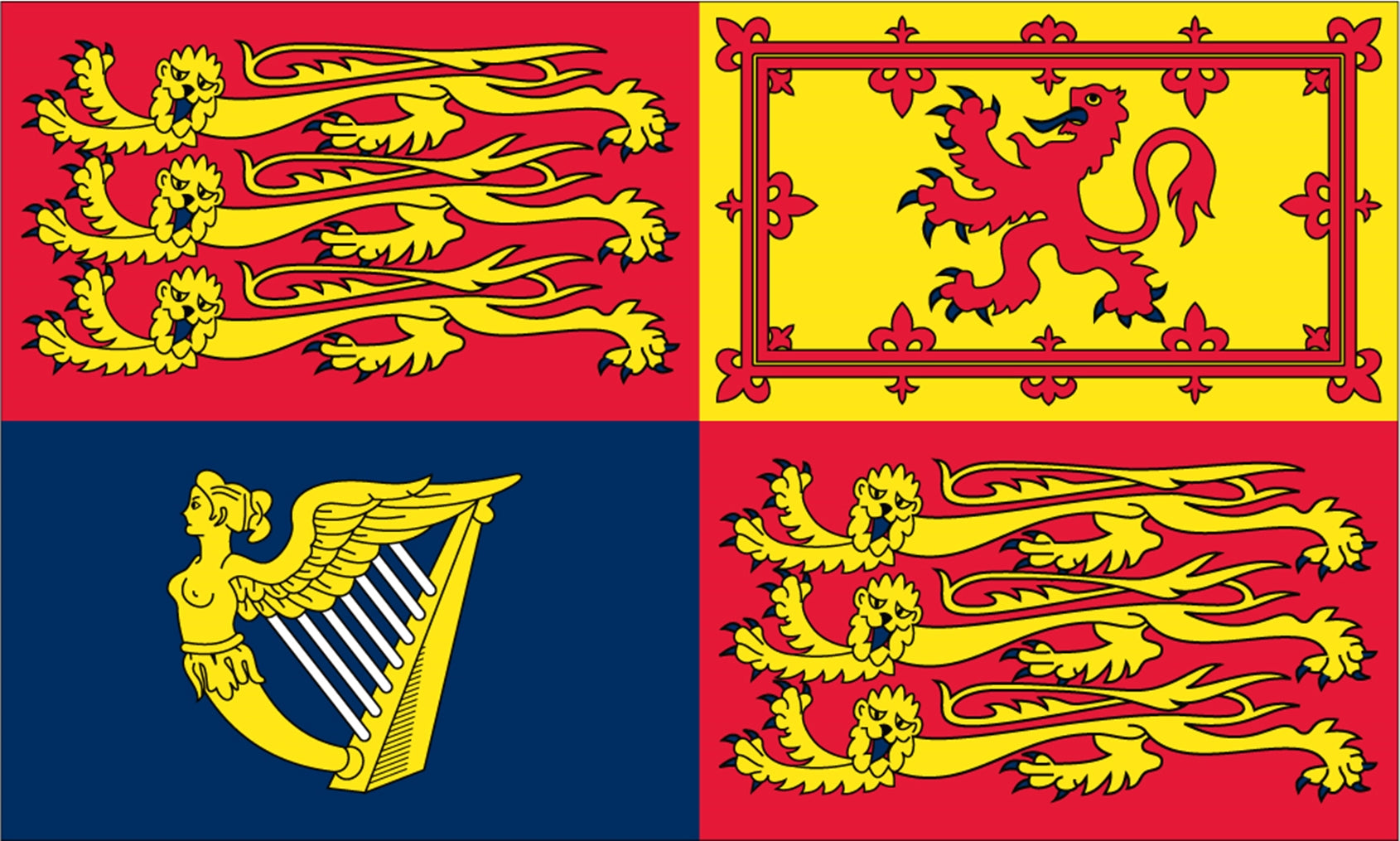 ROYAL STANDARD FLAG 90cm x 60cm CORONATION KING CHARLES QUEEN ELIZABETH 3x2ft