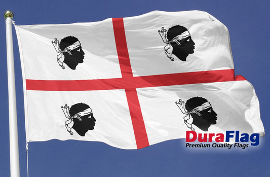 SARDINIA 5X3 HIGH QUALITY FLAG (150cm X 90cm) DURAFLAG with CLIPS / HOOKS