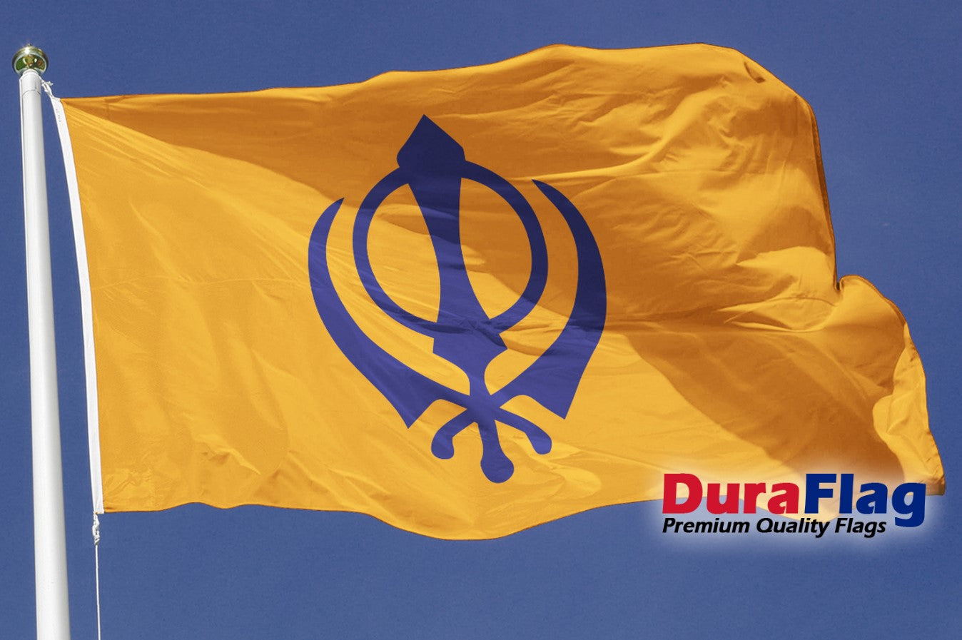 SIKH 5X3 HIGH QUALITY FLAG (150cm X 90cm) DURAFLAG with CLIPS / HOOKS
