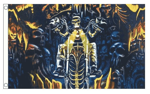 SKELETON MOTORCYCLE FLAG 150cm x 90cm (5x3 feet)