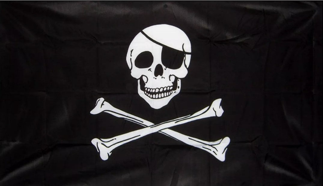 PACK OF 4 PIRATE SKULL AND & CROSSBONES 18" X 12" FLAG