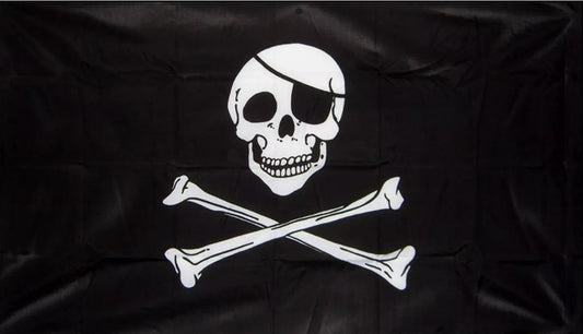 PACK OF 4 PIRATE SKULL AND & CROSSBONES 18" X 12" FLAG