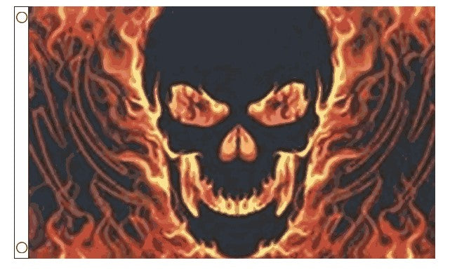 SKULL WITH FIRE FLAG 150CM X 90CM (5X3 FEET)
