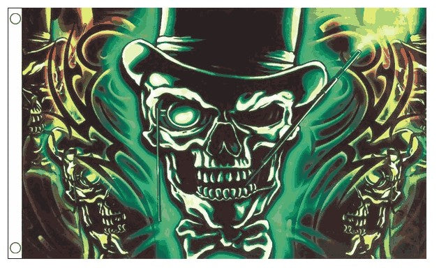 SKULL WITH TOP HAT FLAG 150cm x 90cm (5x3 feet)