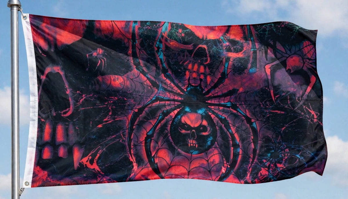 SKULL WITH SPIDER FLAG 150cm x 90cm (5x3 feet)