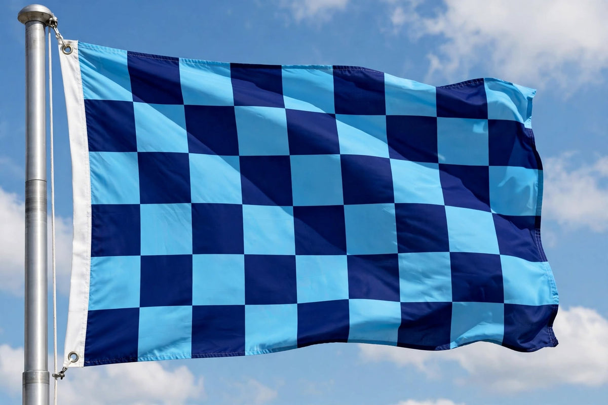 SKY BLUE AND NAVY BLUE CHECKERED FLAG 150cm x 90cm