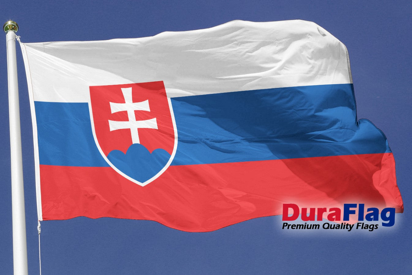 SLOVAKIA 5X3 HIGH QUALITY FLAG (150cm X 90cm) DURAFLAG with CLIPS / HOOKS