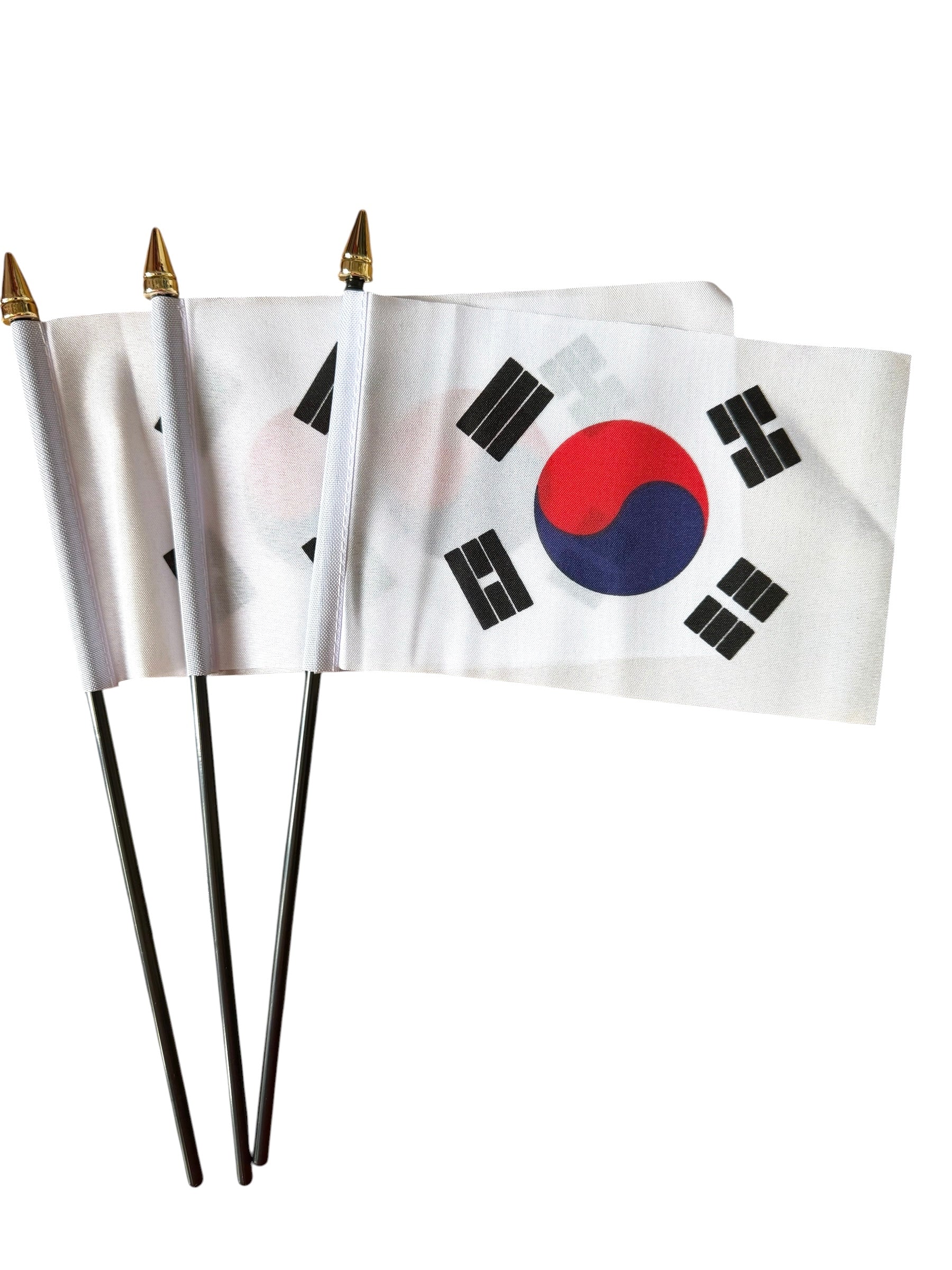 SOUTH KOREA PACK OF 3 Small Hand Flags 6"x4"