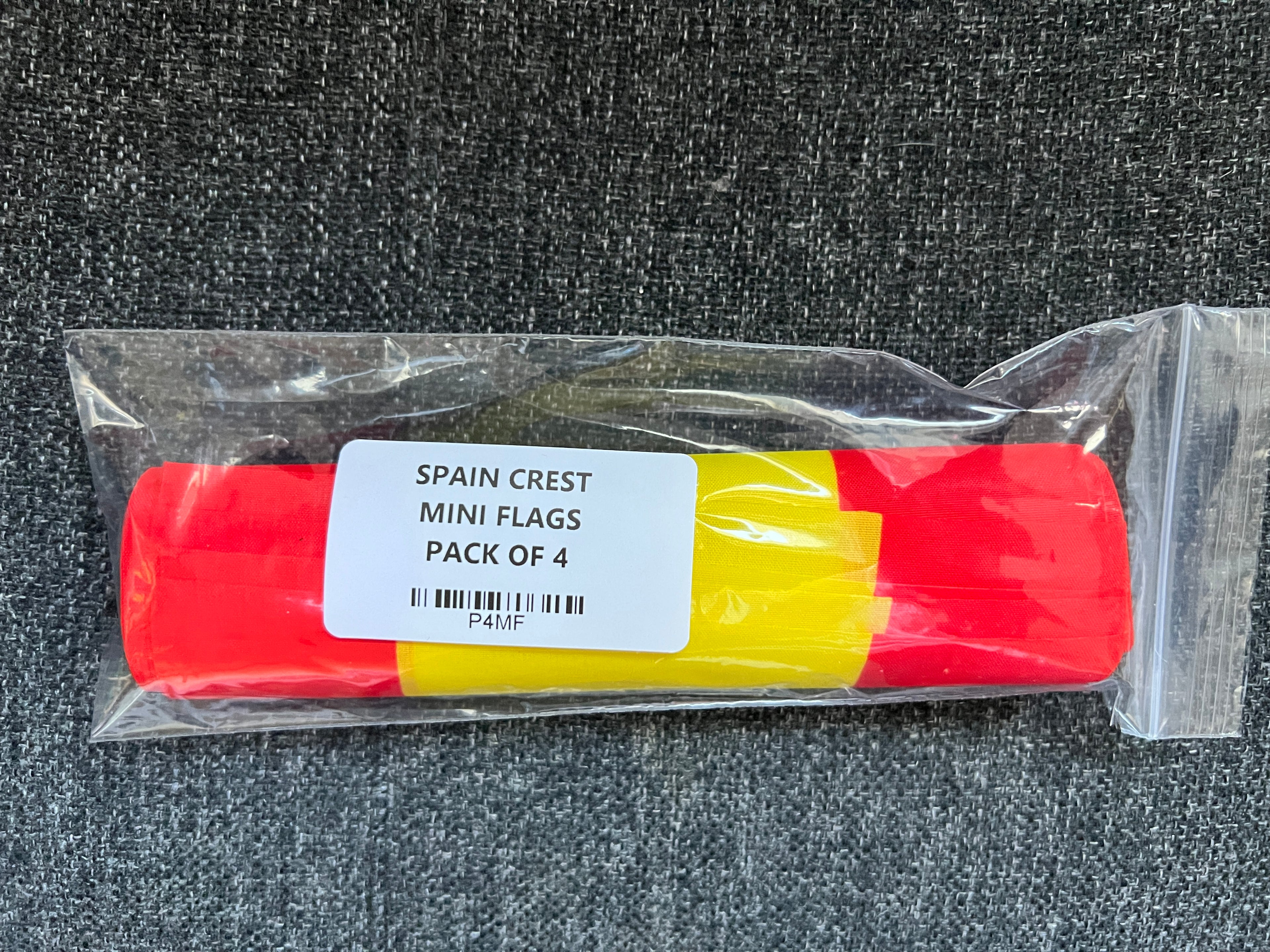 PACK OF 4 SPAIN WITH CREST MINI FLAG small 9"x6" GREAT FOR CRAFTS Spanish Espana