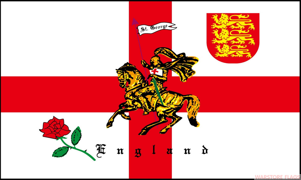 ST GEORGE CHARGER 8x5 feet FLAG 240cm x 180cm ENGLAND