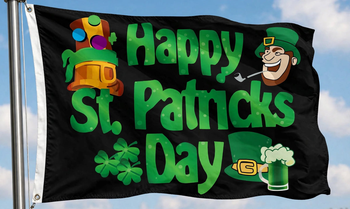 ST PATRICKS DAY FLAG (BLACK) 150cm x 90cm (5x3 feet)