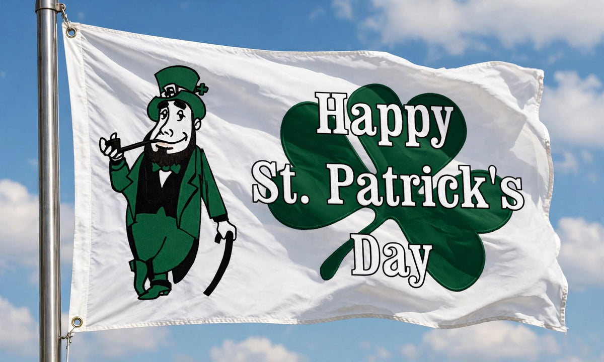 ST PATRICKS DAY FLAG (WHITE) 150cm x 90cm (5x3 feet)