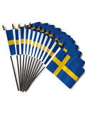 SWEDEN SMALL HAND FLAGS Pack of 12