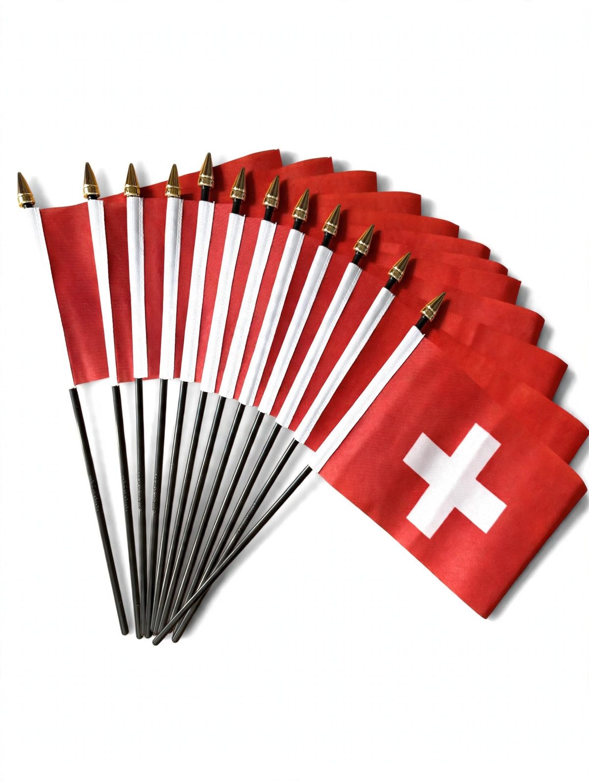 SWITZERLAND SMALL HAND FLAGS Pack of 12