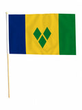 ST VINCENT CARIBBEAN 18" x 12" LARGE HAND WAVING COURTESY FLAG & POLE
