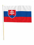 SLOVAKIA EUROPE 18" x 12" LARGE HAND WAVING COURTESY FLAG & POLE