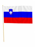 SLOVENIA 18" x 12" LARGE HAND WAVING COURTESY FLAG & POLE