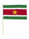 SURINAME SOUTH AMERICA 18" x 12" LARGE HAND WAVING COURTESY FLAG & POLE