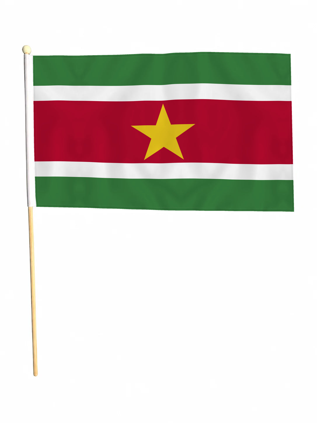 SURINAME SOUTH AMERICA 18" x 12" LARGE HAND WAVING COURTESY FLAG & POLE