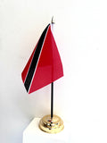 TRINIDAD AND TOBAGO TABLE FLAG 6"X4" 15cm x 10cm WITH BASE 25cm tall CARIBBEAN