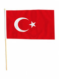 TURKEY LARGE HAND WAVING FLAG 18" X 12" WITH 24" POLE flags TURKISH ISTANBUL
