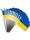 UKRAINE SMALL HAND FLAGS Pack of 12
