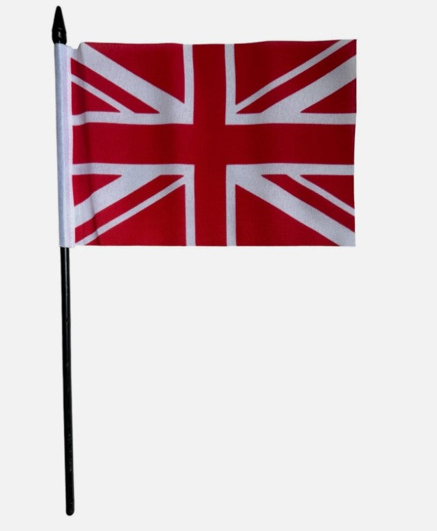 UNION JACK RED AND WHITE Small hand waving FLAG 6" X 4" (15cm x 10cm) flags UK