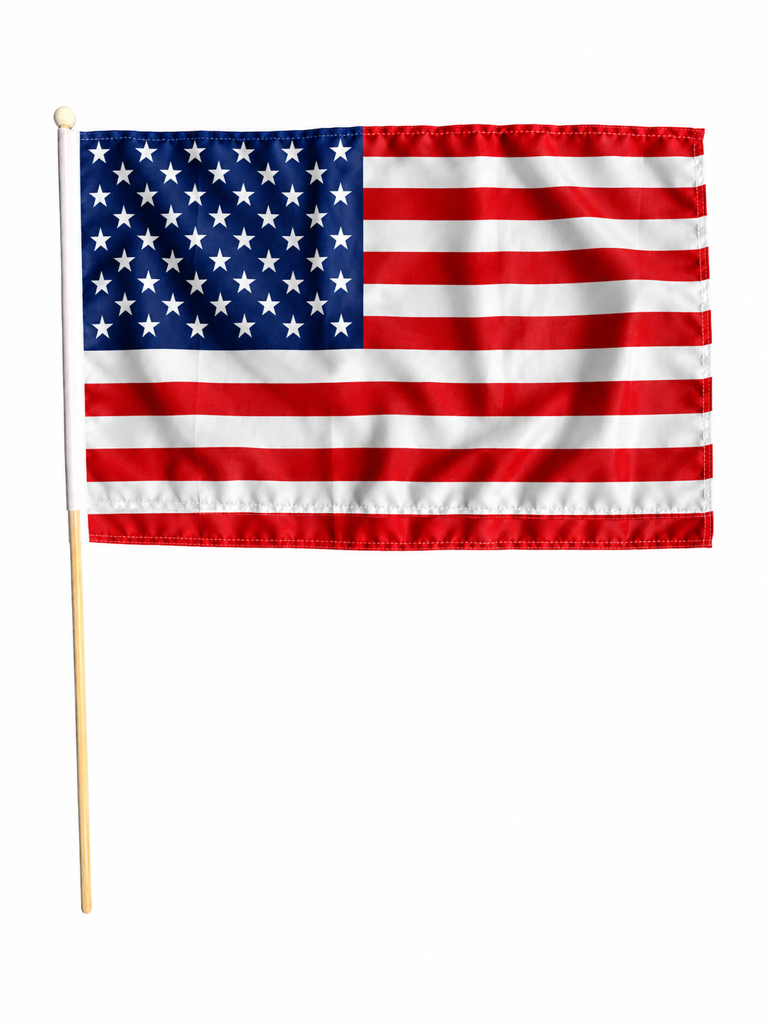 USA 18" x 12" LARGE HAND WAVING FLAG (24 INCH POLE)