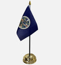 USA STATES AMERICAN TABLE FLAG 6"X4" 15cm x 10cm WITH FLAT GOLDEN BASE 25cm tall