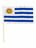 URUGUAY SOUTH AMERICA 18" x 12" LARGE HAND WAVING COURTESY FLAG & POLE