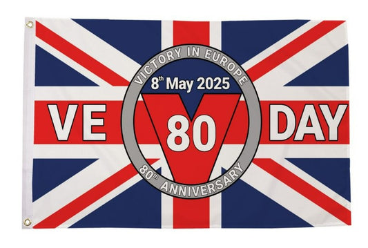 VE DAY 2025 8th May 5x3 feet FLAG 150cm x 90cm BRITISH MILITARY REMEMBRANCE V.E.