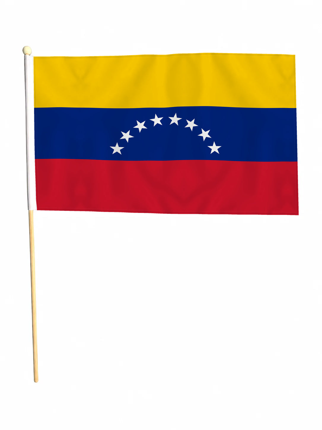 VENEZUELA 8 STAR SOUTH AMERICA 18" x 12" LARGE HAND WAVING COURTESY FLAG & POLE