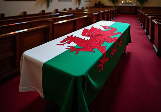 WALES COFFIN DRAPE 8 x 5 Feet 240cm x 150cm POLYESTER FLAG WELSH CYMRU